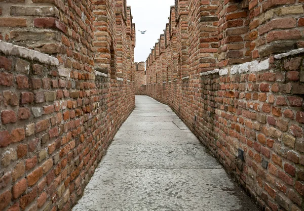 Cesta na zdi muzea Castelvecchio v Verona, Itálie — Stock fotografie