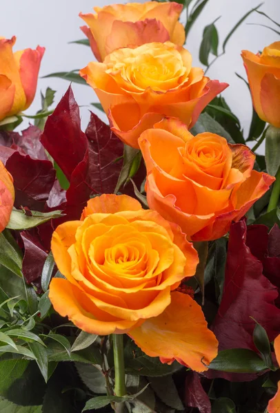 Schöner Strauß von orangen Rosen. — Stockfoto