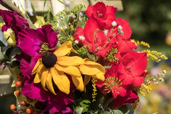 Ramos hermosos hechos a mano de flores y hierbas . — Foto de Stock