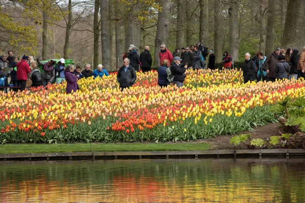 Visitantes en el Keukenhof Garden en Lisse, Holanda, Países Bajos . — Foto de Stock