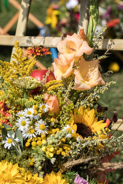 Handmade beautiful bouquets from flowers and herb
.