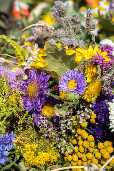 Handmade  beautiful bouquets from flowers and herbs — Stock Photo, Image