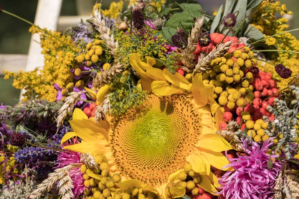 Handmade  beautiful bouquets from flowers and herbs — Stock Photo, Image