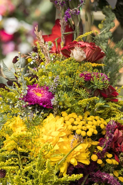 Handmade  beautiful bouquets from flowers and herbs — Stock Photo, Image