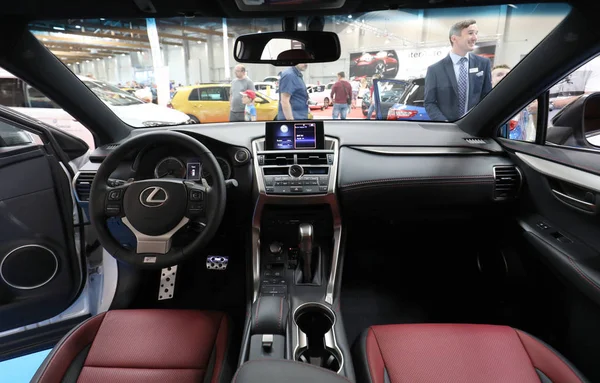 Interior Design of Lexus displayed at  MOTO SHOW in Cracow Poland. Exhibitors present  most interesting aspects of the automotive industry — Stock Photo, Image