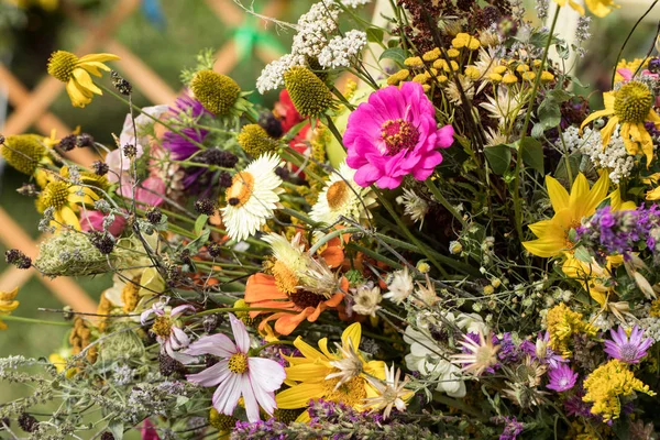 Handmade  beautiful bouquets from flowers and herbs — Stock Photo, Image