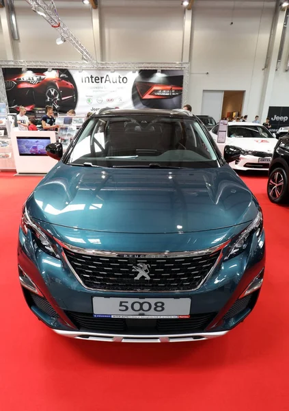 stock image Peugeot 5008 displayed at  MOTO SHOW in Cracow Poland. Exhibitors present  most interesting aspects of the automotive industry