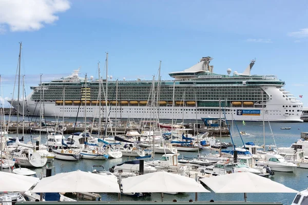 Cruiseschip is aangemeerd in de haven van Funchal de hoofdstad van Madeira, Portugal — Stockfoto