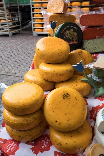 Queijo holandês em um mercado de rua em Alkmaar. Países Baixos — Fotografia de Stock