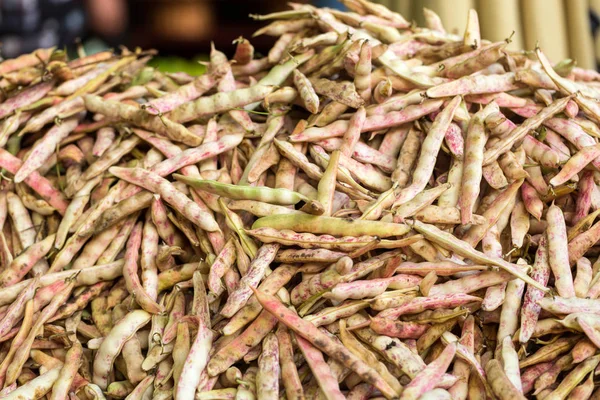 Canberry fazole (aka rosecoco bean) pro prodej na tržišti v Funchal na Madeiře — Stock fotografie