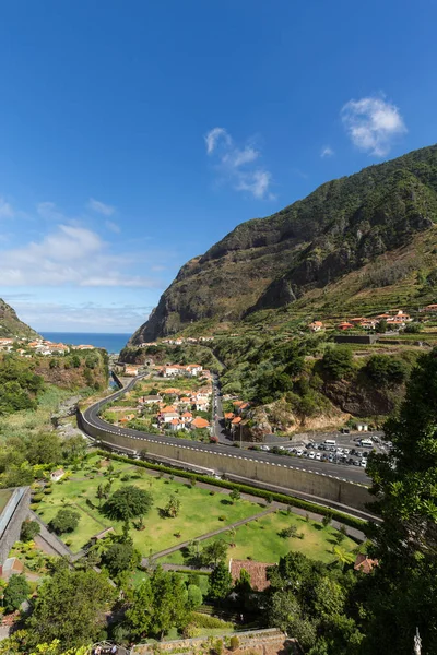 Byn Och Terrassen Odling Omgivningen Sao Vicente Madeiras Norra Kust — Stockfoto