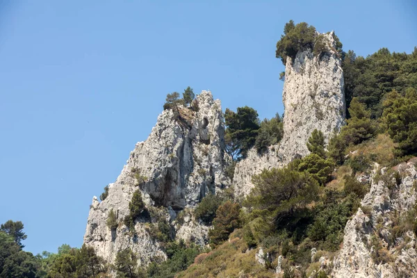 Uitzicht Vanaf Boot Kust Van Klif Van Capri Eiland Italië — Stockfoto