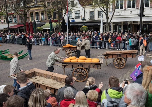 Αλκμάαρ Ολλανδία Απριλίου 2017 Τυπικό Τυρί Αγοράς Της Πόλης Της — Φωτογραφία Αρχείου