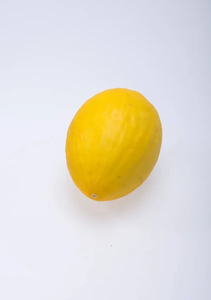 Ωρίμανση Κίτρινο Πεπόνι Απομονωμένο Λευκό Φόντο — Φωτογραφία Αρχείου