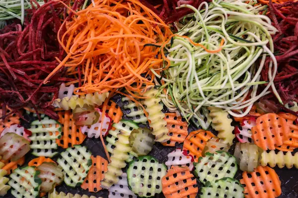 Различные Сырые Измельченные Овощи Качестве Примера Здорового Питания — стоковое фото