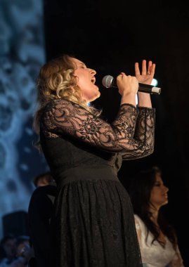 Krakov, Polonya - 8 Aralık 2017: Multimedya Noel hitabet - Varşova Futura ve koro Fermata tarafından gerçekleştirilen Bethlehem için galası. Cracow. Polonya