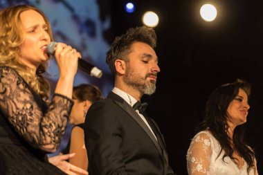 Krakov, Polonya - 8 Aralık 2017: Multimedya Noel hitabet - Varşova Futura ve koro Fermata tarafından gerçekleştirilen Bethlehem için galası. Cracow. Polonya