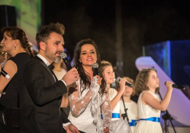 Krakov, Polonya - 8 Aralık 2017: Multimedya Noel hitabet - Varşova Futura ve koro Fermata tarafından gerçekleştirilen Bethlehem için galası. Cracow. Polonya