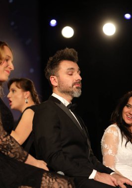 Krakov, Polonya - 8 Aralık 2017: Multimedya Noel hitabet - Varşova Futura ve koro Fermata tarafından gerçekleştirilen Bethlehem için galası. Cracow. Polonya