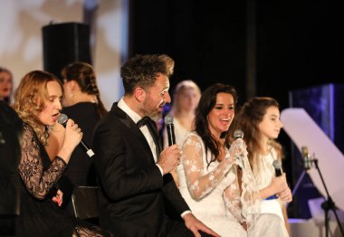 Krakov, Polonya - 8 Aralık 2017: Multimedya Noel hitabet - Varşova Futura ve koro Fermata tarafından gerçekleştirilen Bethlehem için galası. Cracow. Polonya