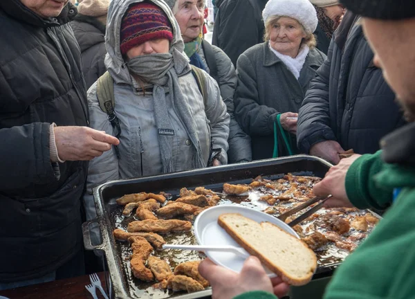 Cracovie Pologne Décembre 2017 Réveillon Noël Pour Les Pauvres Les — Photo