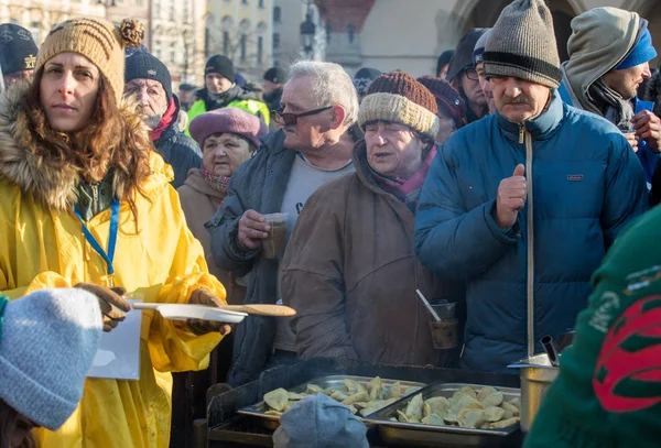Krakau Polen Dezember 2017 Heiligabend Für Arme Und Obdachlose Auf — Stockfoto