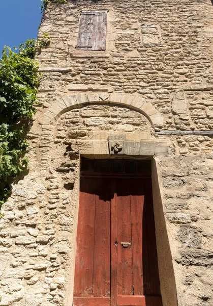 Staré Dřevěné Dveře Kamenný Dům Gordes Provence Francie — Stock fotografie