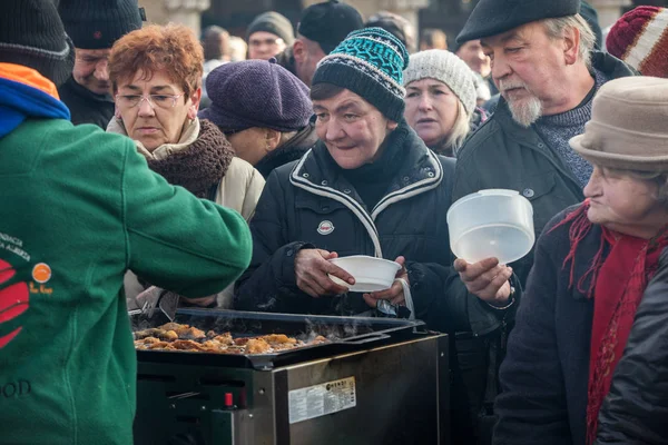 Krakau Polen Dezember 2017 Heiligabend Für Arme Und Obdachlose Auf — Stockfoto