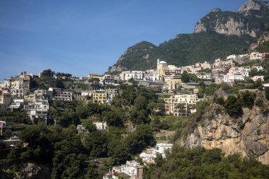 Positano Panoraması hill, Campania, İtalya tırmanma evleriyle 