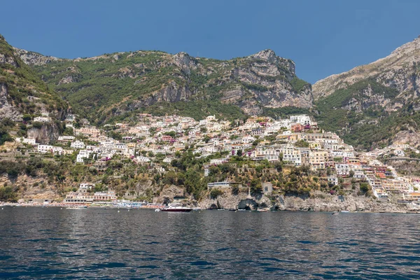Positano Seen Sea Amalfi Coast Region Campania Italy — Stock Photo, Image
