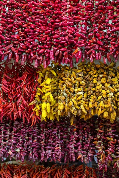 红辣椒对字符串在马德拉丰沙尔 葡萄牙 — 图库照片