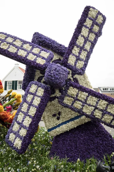 Noordwijkerhout Holanda Abril 2017 Plataforma Com Tulipas Jacintos Durante Desfile — Fotografia de Stock