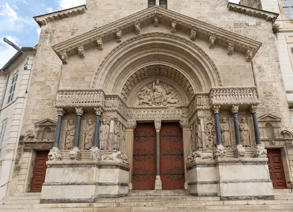 Fachada Oeste Catedral Saint Trophime Arles França Bouches Rhone França — Fotografia de Stock