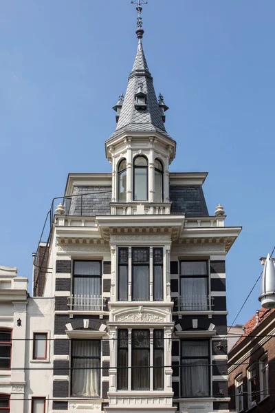 Maisons Pignon Typiques Sur Rue Damrak Amsterdam Hollande Pays Bas — Photo