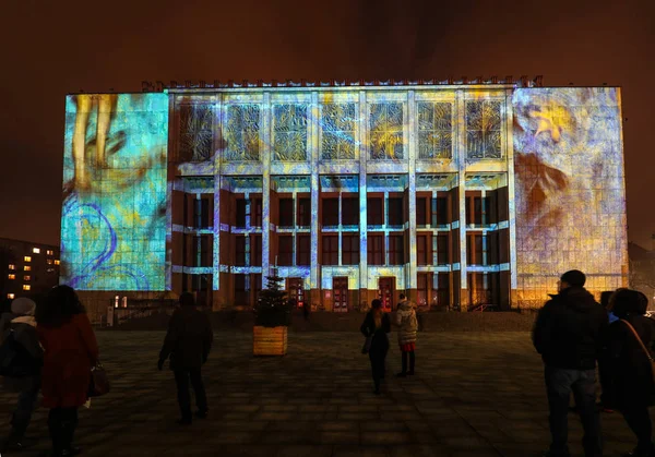 Kraków Polska Lutego 2018 Mapowanie Fasadzie Muzeum Narodowego Inspirowane Obrazem — Zdjęcie stockowe