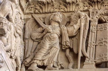 Batı portal Saint Trophime Katedrali Arles, Fransa ayrıntıları. Bouches-du-Rhône, Fransa