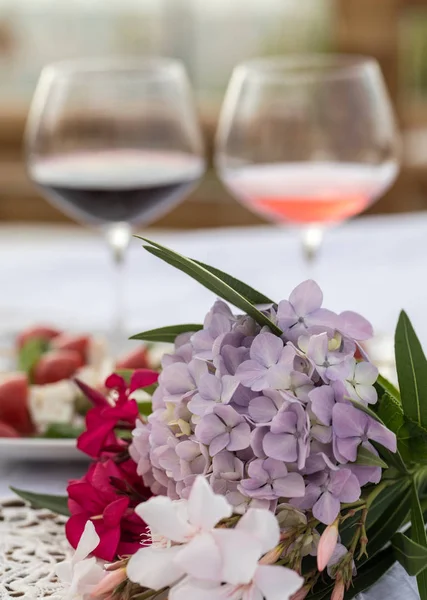 Table Terrace Prepared Romantic Dinner — Stock Photo, Image