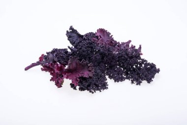 Beyaz arka plan üzerinde izole taze mor kıvırcık lahana lahana