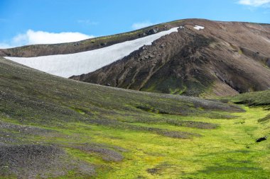 Fjallabak Doğa Rezervi 'ndeki Landmannalaugar volkanik dağları. İzlanda