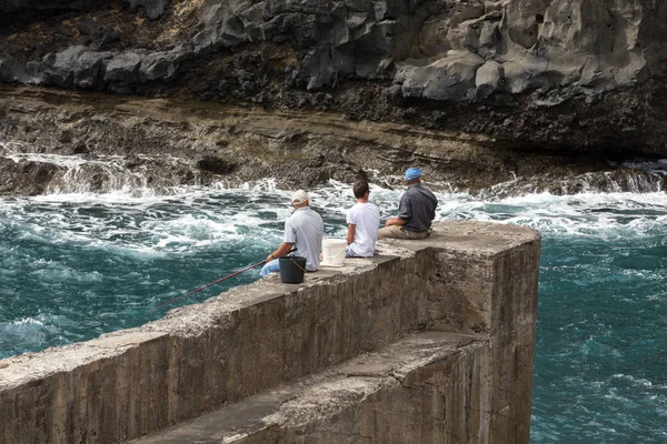 Porto Cruz Madeira Portogallo Settembre 2016 Pesca Solo Coraggiosi Sul — Foto Stock