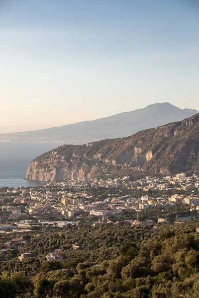 Romantic Sunset Gulf Naples Vesuvius Sorrento Italy — Stock Photo, Image