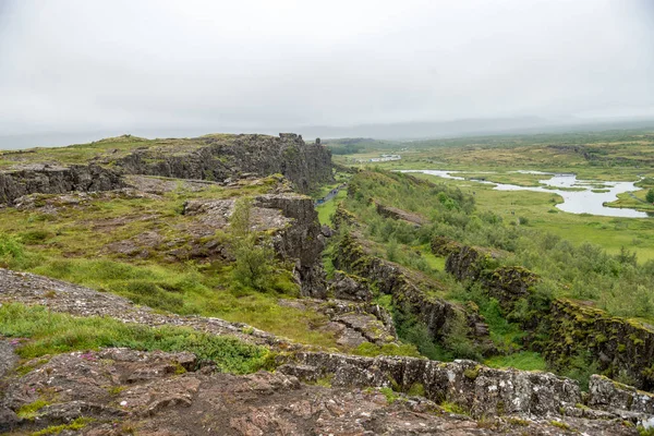 Thingvellir Європейської Американської Пластин Зустрітися Thingvellir Національний Парк Біля Рейк — стокове фото