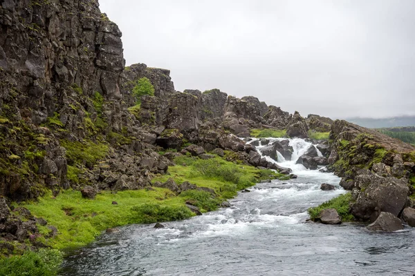 Thingvellir Європейської Американської Пластин Зустрітися Thingvellir Національний Парк Біля Рейк — стокове фото