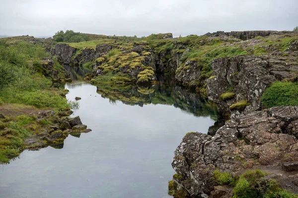 Silfra Fissür Ingvellir Avrupa Amerikan Plakaları Buluştuğu Thingvellir Milli Parkı — Stok fotoğraf