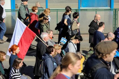Krakov, Polonya - 11 Mart 2018: Krakow getto tasfiye - anma Mart 75 dönümü. Cracow. Polonya