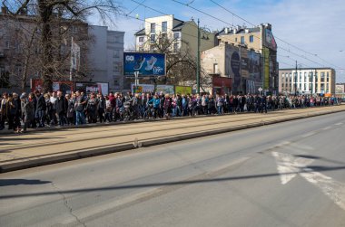 Krakov, Polonya - 11 Mart 2018: Krakow getto tasfiye - anma Mart 75 dönümü. Cracow. Polonya