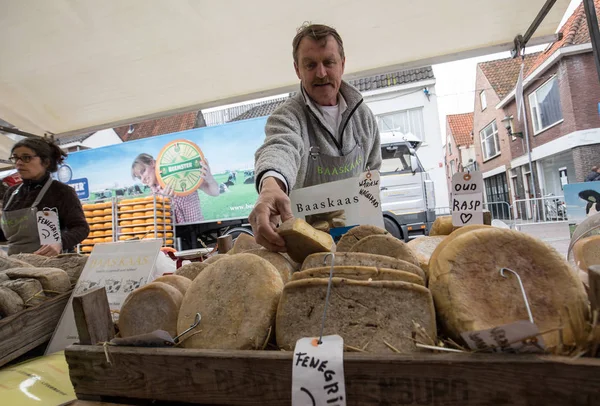 Alkmaar Niederlande April 2017 Holländischer Käse Auf Einem Markt Alkmaar — Stockfoto