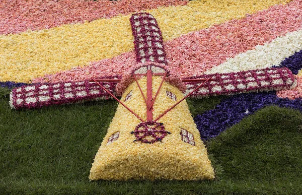 Traditional Windmill Made Hyacinths Traditional Flowers Parade Bloemencorso Noordwijk Haarlem — Stock Photo, Image