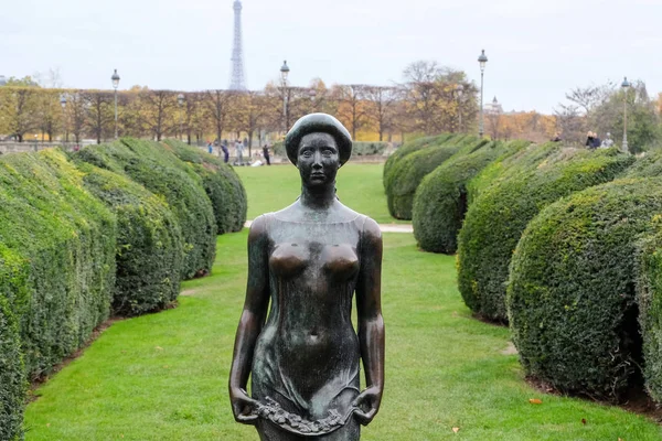 Париж Франция Сентябрь 2017 Париж Бронзовая Скульптура Аристида Майоля Саду — стоковое фото