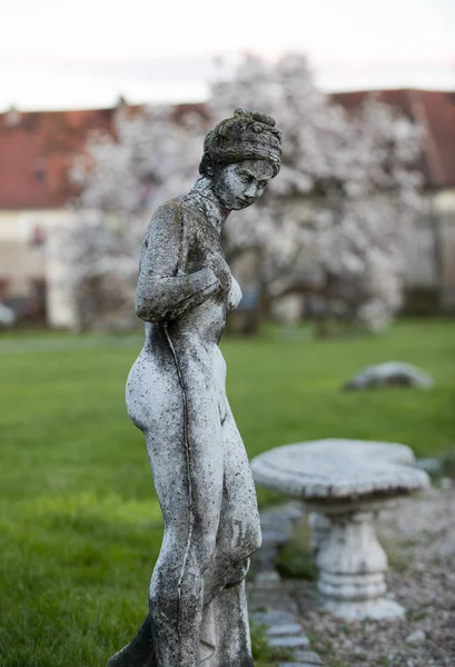Brody Polônia Abril 2017 Uma Escultura Pedra Uma Mulher Fundo — Fotografia de Stock